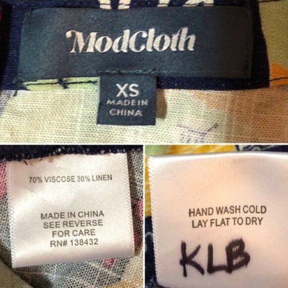 Modcloth Delightful Demeanor Short Sleeve Blouse Linen Navy Blue XS - Picture 11 of 13